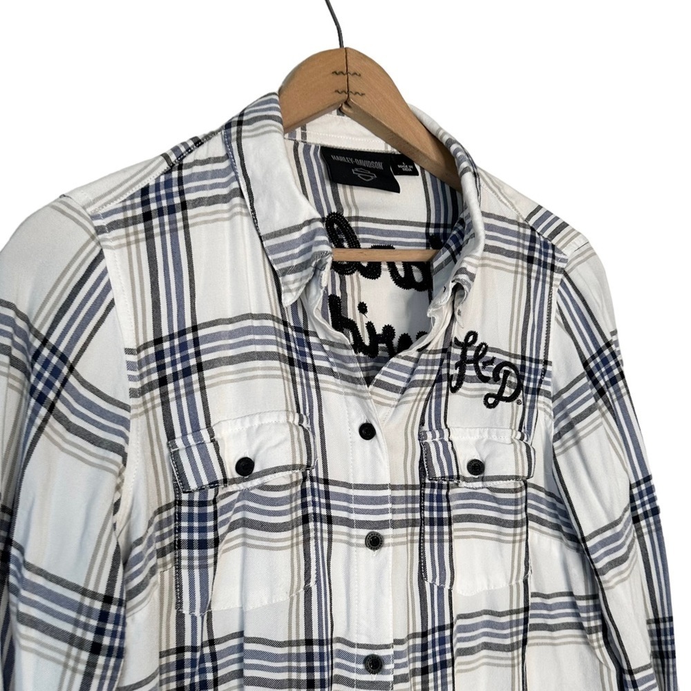 Harley Davidson | Women's Classic Racer Plaid Shirt Size Large - Picture 7 of 13